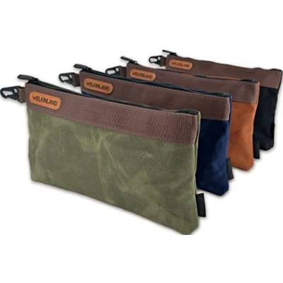 Image de pochette à outils en toile robuste, 4 pochettes outils, de 30,5 cm, cirée, sac toile, zippée, avec