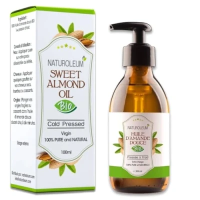 Image de HUILE D&#039;AMANDE DOUCE 100% BIO, pure et naturelle, pressée à froid Extra Vierge soin du corps peau visage cheveux, vegan (Amande 200ml)