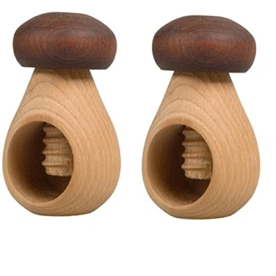 Image de Hofmeister Holzwaren Casse noix en bois forme de champignon avec filetage, Bois, marron, 2 unités