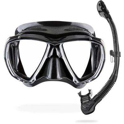 Image de CRESSI Combo Big Eyes+Alpha U.D. Black/Black Masque Unisexe Visibilité Extraordinaire Eyes et Tuba Sec Alpha Idéal pour la Plongée Snorkeling, Noir/Noir, Taille Unique