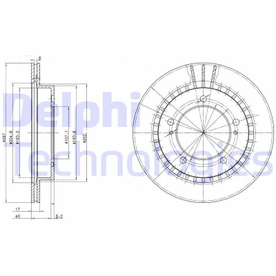 Image de DELPHI BG3158 Disque de frein 287 17 5 ventilé huilé non traité sans roulement roue, bague ABS SUZUKI: Jimny SUV, Grand Vitara 1 SUV