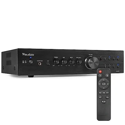 Image de Audizio AD420B Amplificateur Hi FI Bluetooth Noir, 400 Watts, 8 Ohms, 4 Sorties Enceintes, 1 Sortie Sub, Lecteur MP3, Égaliseur de Son, Idéal pour Vos Films et Écouter Votre Musique