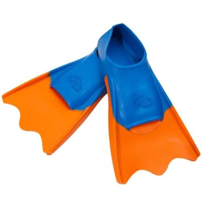 Image de Flipper SwimSafe 1112 Palmes de natation Ducki Fins pour enfants en bleu/orange, tailles 24 à 26, pieds canard caoutchouc naturel, comme aide la nager sans soucis et s&#039;amuser