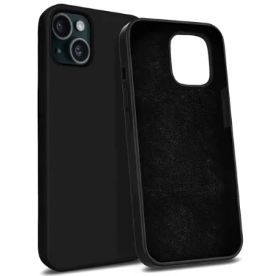 Image de MyGadget Coque Compatible avec Apple iPhone 15 Case Protection Rigide Anti Choc Doublure Microfibre Noir