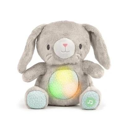 Image de INGENUITY Doudou bébé lapin Sylvi, peluche, mélodies et vibrations apaisantes, lumineux, cadeau naissance
