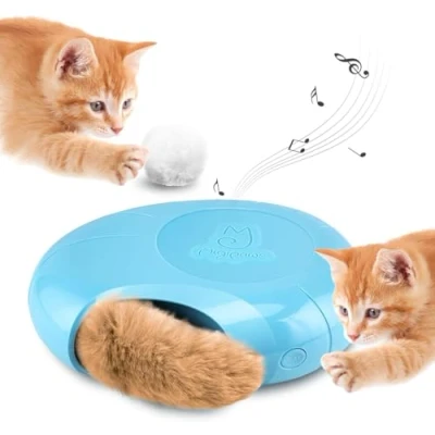 Image de Migipaws Jouets pour Chat, Balle pelucheuse Interactive,Cache Cache dans Un Trou de Souris,Taquin Intelligent Chaton,Minuteur Automatique Marche arrêt,Recharge Queue en Fourrure