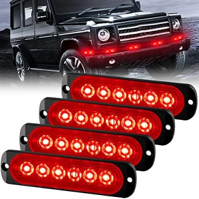 Image de Sidaqi Feux Stroboscopique Urgent Avertissement Flash Danger Lampe d&#039;avertissement 6 LED Rouge pour Véhicule Camion Remorque 12 24V (4pcs)