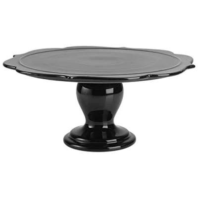 Image de RBV Birkmann 443617 Avantgarde Plat à gâteau en céramique, noir brillant, diamètre : 34 cm
