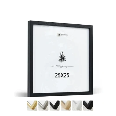 Image de Heimlich® 1x Cadre Photo 25x25 cm en Bois Noir à Documents Verre Acrylique Incassable Excellente Qualité Durable Décoration Murale