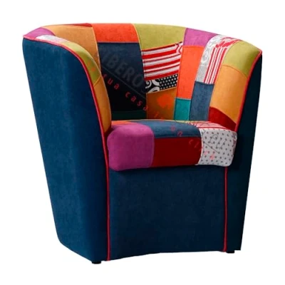 Image de LIBEROSHOPPING.eu LA TUA CASA IN UN CLIK Fauteuil de Bureau, Maison, Salle d&#039;attente en Tissu Patchwork(Bleu)