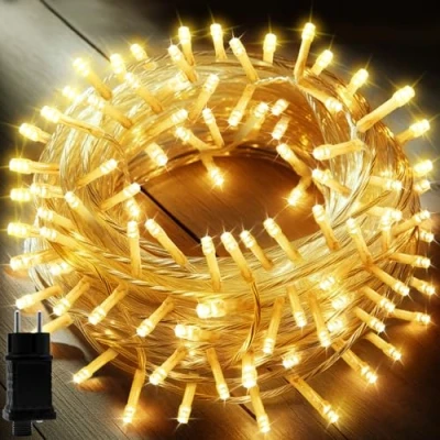 Image de Uping Guirlande Lumineuse Exterieure Noël Sapin de 200LED 20M Intérieur Led Electrique Decoration 8 Modes Mémoire Blanc Chaud