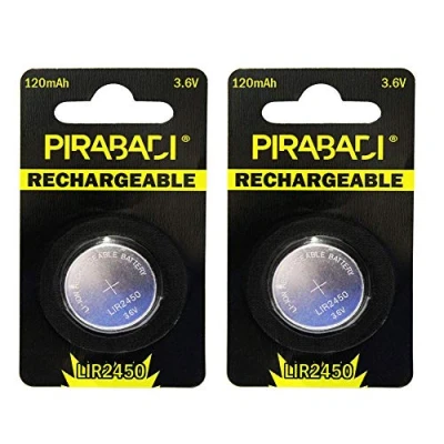 Image de Lot DE 2 ACCU Pile Bouton Rechargeable LIR2450 3.6V LI ION Coin Battery LIR 2450 Batterie REMPLACENT Les Piles CR2450 Non