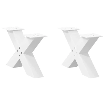 Image de vidaXL Pieds de Table Basse Forme X 2 pcs Blanc 50x(30 31) cm Acier, Pied Table, en métal, Meuble, Meuble