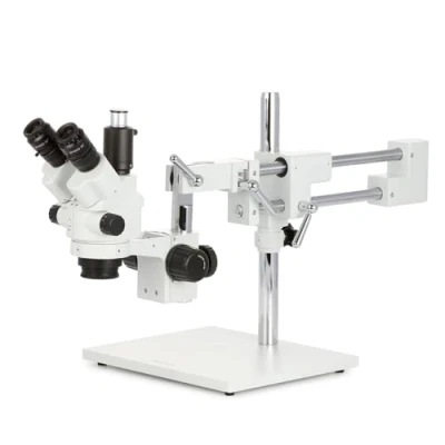 Image de AmScope SM 4NTP Microscope stéréo à Double focale avec Zoom verrouillable sur Support Bras, 7X 45X, Blanc