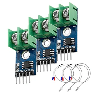 Image de AZDelivery 3 x MAX6675 Capteur de température avec sonde Type K et Jumper Wire Thermo Element Compatible Arduino Raspberry Pi y Compris Un eBook