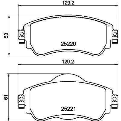 Image de HELLA 8DB 355 015 931 Jeu de plaquettes frein non préparé pour indicateur d&#039;usure avec vis d&#039;étrier CITROËN: C4 II 5 portes, DS4 portes