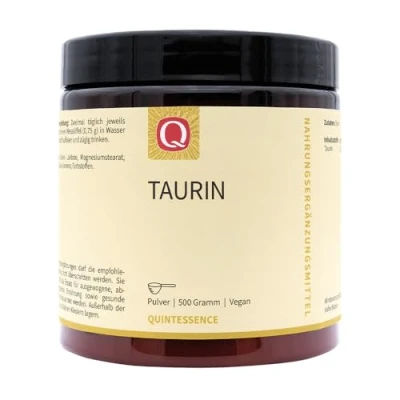 Image de Quintessence Poudre de taurine 500 g Végétalien 100 % pure sans additifs Excellente qualité et biodisponibilité Dosage facile avec cuillère doseuse Fabriqué en Autriche