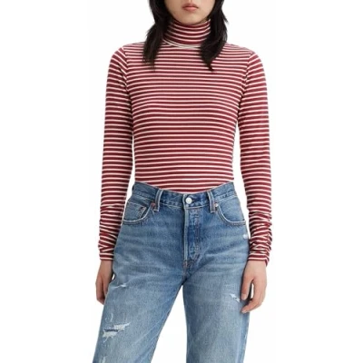 Image de Levi&#039;s Rusched Turtleneck Top Femme, Dill Stripe Syrah, S