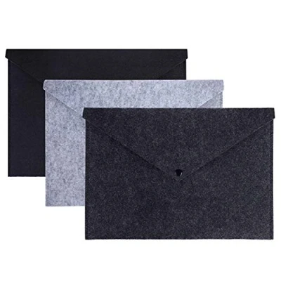 Image de Pochette Porte documents A4 Papier Dossier en Feutre Enveloppe Organiseu avec Bouton Pression et Poche Parfait Document pour Bureau École Étudiant Lot de 3
