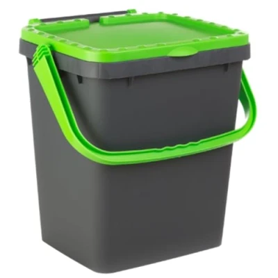 Image de Ecoplast poubelle pour collecte différenciée 35 l, en plastique recyclée, vert, 43 x 36 43,5, fabriquée Italie