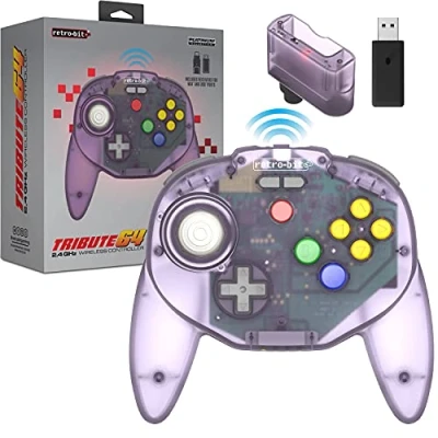 Image de Retro Bit Tribute64 2.4GHz Mantte sans Fil pour Nintendo 64/Switch/PC/Mac Atomic Purple