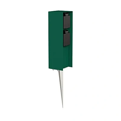 Image de ledscom.de Colonne de Prise Jardin POMI avec Piquet Terre pour l&#039;extérieur, IP44, 2 Fois, Vert, Angulaire, 23cm