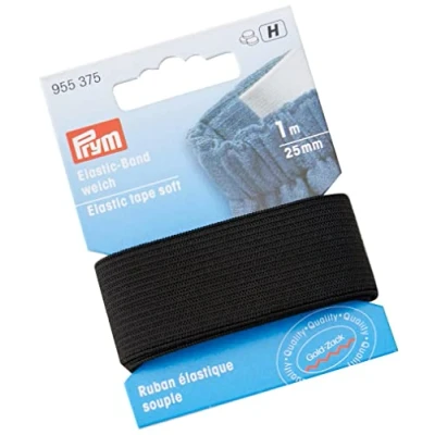 Image de Prym 955375 1 Elastic Tape, Caoutchouc, Black, 25 mm