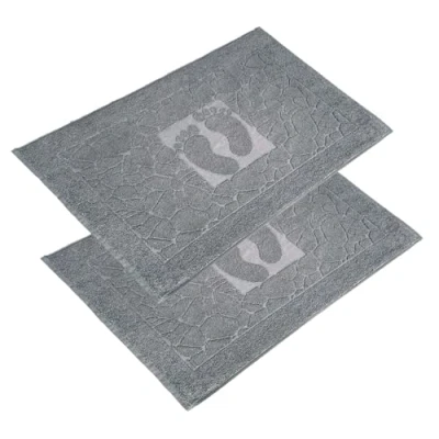 Image de OG ER Lot de 2 tapis bain en tissu éponge, lavable, 600 g/m² et 100 % coton, absorbant à séchage rapide, 50 x 70 cm, anthracite
