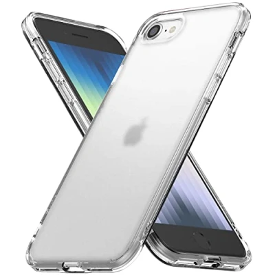 Image de Ringke Coque Compatible avec iPhone SE 2022 5G [Fusion Edge] Carré Translucide Solide Rigide Back TPU Souple Bumper Étui Antichoc Protection [Anti Empreintes Digitales] Matte Clear