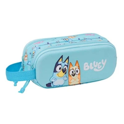 Image de Safta Bleu Trousse double 3D pour enfants Idéale l&#039;école Confortable et polyvalente Qualité résistance 21 x 6 8 cm ciel clair Estándar Décontracté clair,