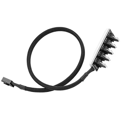 Image de GeekerChip PWM Fan Hub,Hub for 4 pin Fans,5 Voies Noir tressé câble d&#039;alimentation de Ventilate,CPU/Housing Adapter pour Multiple Power Connector Fans