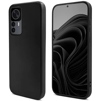 Image de Mode de vie Moozy. coque en silicone pour Xiaomi 12T et Pro, noir Housse légère liquide avec finition mate doublure microfibre douce, qualité supérieure Neuf