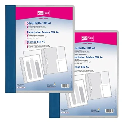 Image de VELOFLEX A474105 Dossier rapide VELOFORM, 2 pièces, DIN A4, bleu, PVC, couverture avant transparente, convient pour les pochettes à prospectus