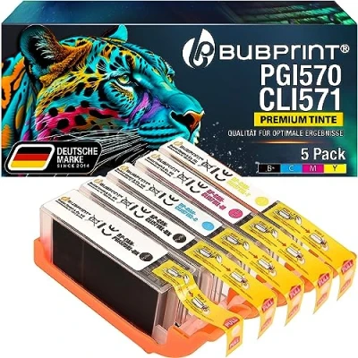 Image de Bubprint 5 Cartouches d&#039;encre Compatible pour Canon PGI 570 CLI 571 XL Pixma MG5700 MG5750 MG5752 MG5753 MG6850 MG6852 MG7750 TS5000 TS5050 TS5053 TS5055 TS6050 TS8050 Multipack