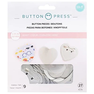 Image de We R Memory Keepers Button KIT Heart Presse à Badges &amp; Accessoires, White, OS