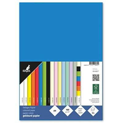 Image de kangaro Lot de 50 feuilles Papier à lettre bleu Format A4 160 g/m² FSC mix bricolage K 0039 225 29,7 x 21 1 cm