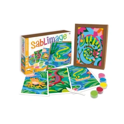 Image de Sentosphère 3908819 Sablimage Kit de peinture au sable pour enfants Motif reptiles et grenouilles DIY créatif à partir 4 ans