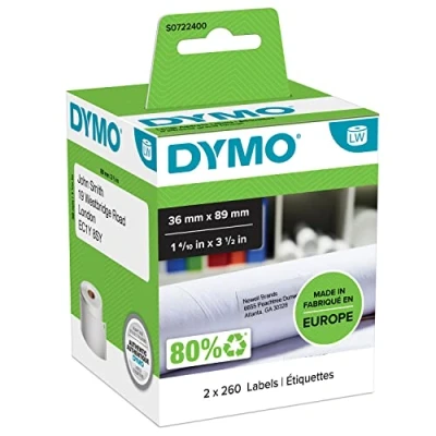 Image de Dymo labelwriter permanent adhesive paper address labels white 36x89 mm 520pcs S0722400