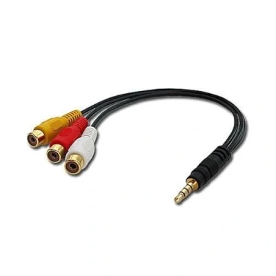 Image de Lindy AV Adapter Cable Stereo &amp; Composite Video, 3,5mm, 3 x RCA, 0,25 m, Noir
