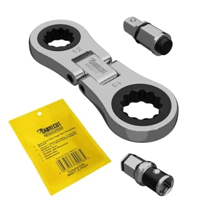Image de 1 x SabreCut MRSC11 Dual Drive Flex 12 mm et 13 Petit micro cliquet avec 6,3 HEX adaptateurs carrés en acier inoxydable professionnel 72 dents petite clé à