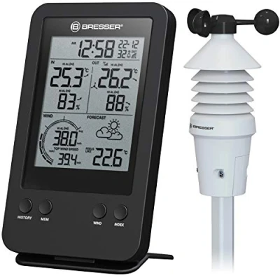 Image de Bresser Station météo sans fil Avec écran noir et blanc Wi Fi. Écran blanc.