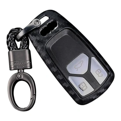 Image de M.JVisun Doux Silicone Caoutchouc Clef Coque Porte clés pour Audi A4 A4L A5 A6 A7 A8 Q5 Q7 R8 RS Q3 RS4 RS5 RS7 S4 S5 S6 S7 S8 SQ5 SQ7 TT TTS Clé Noir Tressé