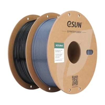 Image de eSUN PETG Filament 1.75mm, Haute Résistance, 1KG par Bobine, 2 Bobines pour Imprimantes 3D,Noir+Gris