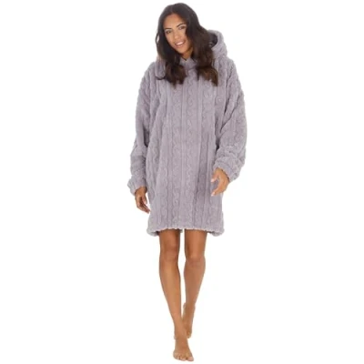 Image de Sweat à capuche unisexe pour Adultes et enfants en polaire Sherpa super douce, Gris, Taille unique