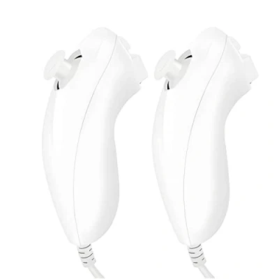 Image de Sporgo Lot de 2 manettes Nunchuk pour Wii : manette jeu vidéo U, Nunchaku droite avec Motion Plus, les Nunchuck rechange sont parfaitement compatibles consoles