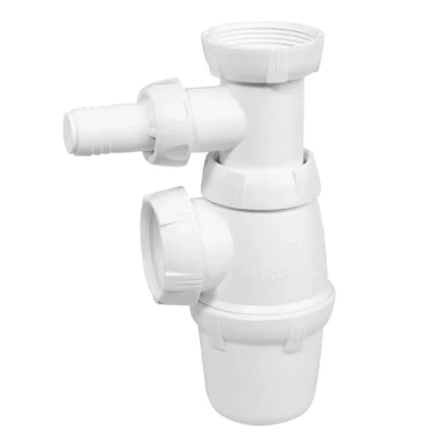 Image de Wirquin SP3223 Siphon d&#039;évier classique ⌀40 mm réglable en hauteur avec prise machine à laver, blanc