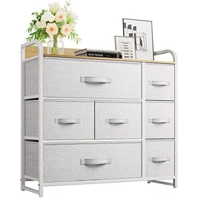 Image de YITAHOME Commode, 7 Tiroirs en Tissu Commode Chambre Meuble de Rangement,Cadre Métal,Style Moderne,pour à Coucher, Salon,Gris Clair