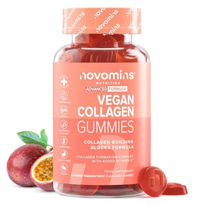 Image de Vegan collagène Gummies Mélange de superaliments avancés Alternative au végétalien pour femmes et hommes Infusé avec la vitamine C, l&#039;acide hyaluronique Fabriqué par Novomins