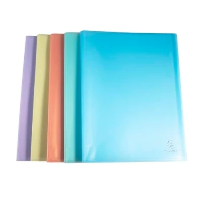 Image de Exacompta Réf. 88470E Paquet de 5 protège documents Chromaline Pastel 40 pochettes cristal 80 vues pour A4 dim 24 x 32 cm couverture en polypro recyclé translucide couleurs assorties
