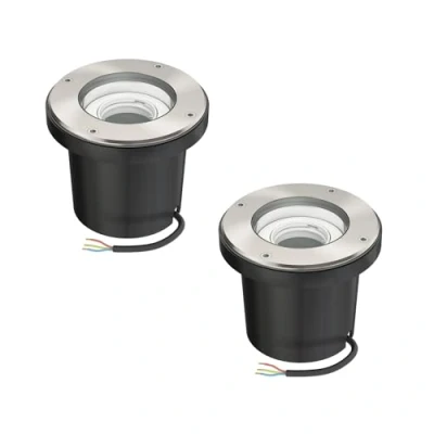 Image de ledscom.de 2 pièces luminaire encastré de sol BOFU pour l&#039;extérieur, IP67, orientable, inox, rond, 150mm Ø, 1x GU10 max. 15W